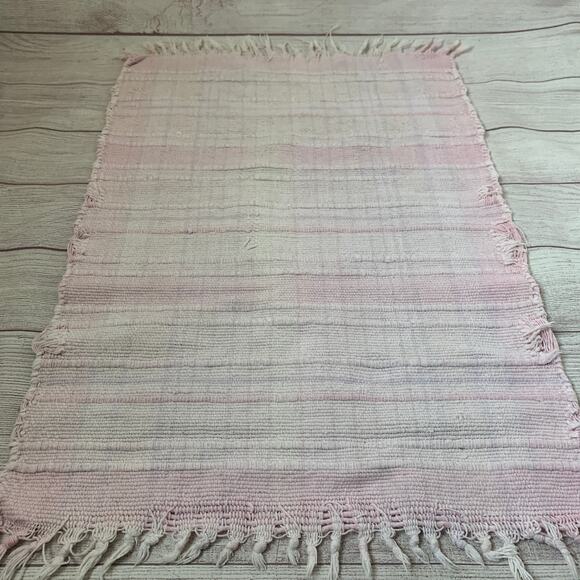 Light Pink and Purple Plaid Rug with Knotted Tassel Ends - Picture 2 of 16
